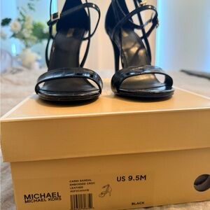 Michael Kors Black Croc Embossed Heels